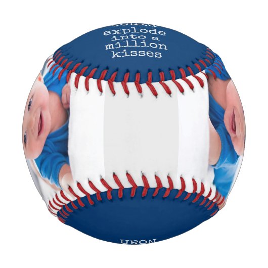 父の日の詩と2枚のカスタム写真ブルーとグレー 野球ボール (正面)