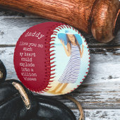 父の日の詩と2枚のカスタム写真レッドとグレー 野球ボール