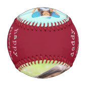 父の日の詩と2枚のカスタム写真レッドとグレー 野球ボール (裏面)