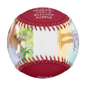 父の日の詩と2枚のカスタム写真レッドとグレー 野球ボール (正面)