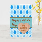 父の日の誕生息子の日ウッドハートアーガイル、 カード (黄色い花)