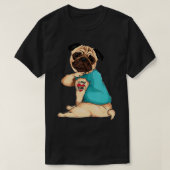 父の日の贈り物おもしろい犬プグi愛パパタトゥー tシャツ (デザイン正面)