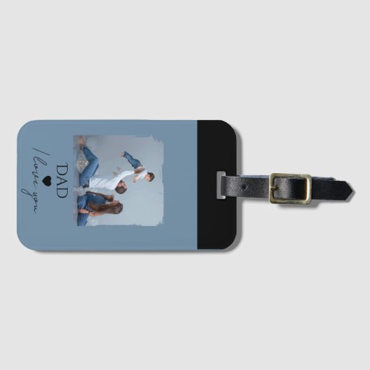 父の日の贈り物と写真とパパ、私はあなたを愛している ラゲッジタグ (正面横)