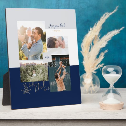 父の日の贈り物の最高のパパEver Photo Collage Pla フォトプラーク (側面)