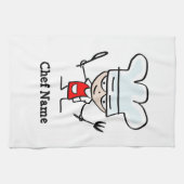 父の日の贈り物シェフのパーソナライズされた調理師漫画 キッチンタオル (横)