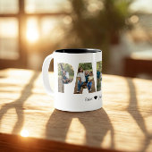 父の日の贈り物パパ写真コラージュ ツートーンマグカップ