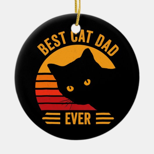 父の日の贈り物最高の猫のパパエバおもしろい猫 セラミックオーナメント (正面)