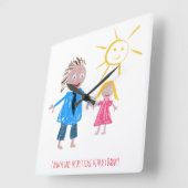 父の日の贈り物,あなたの子供のスケッチ スクエア壁時計 (傾斜)