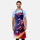 父の日の贈り物、未来的クールバイクもしくは自転車に乗る人パパ エプロン (着用した状態)