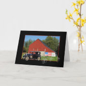 父の日の車と納屋 カード (黄色い花)