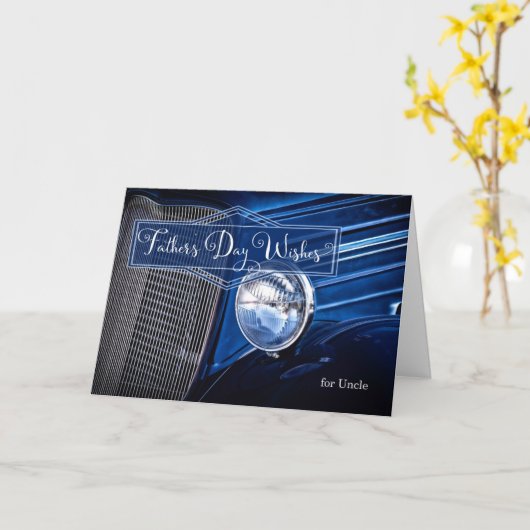 父の日の車の中の叔父クラシックの カード (黄色い花)