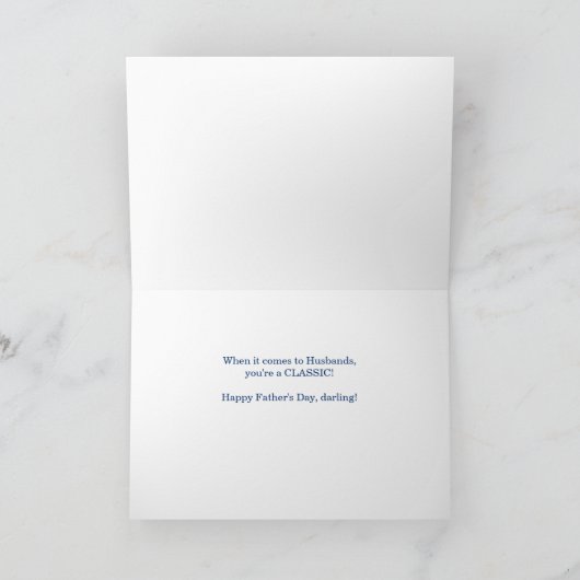父の日の車の青クラシックの夫のために カード (内部)