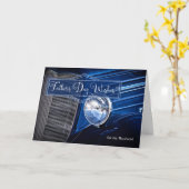 父の日の車の青クラシックの夫のために カード (黄色い花)