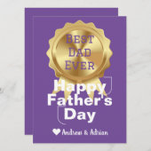 父の日の金メダル感謝、シンプル シーズンカード (正面/裏面)