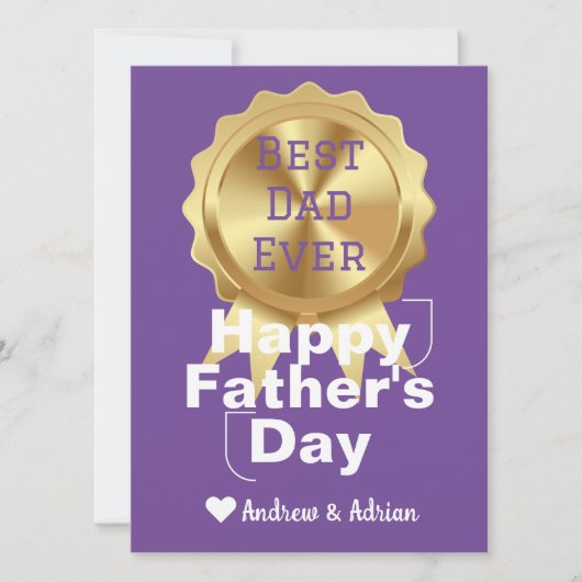 父の日の金メダル感謝、シンプル シーズンカード (正面)