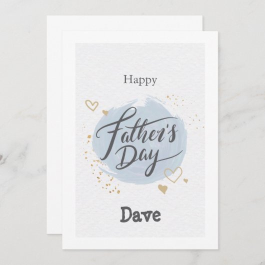 父の日の青い円と文字カード 招待状 (正面/裏面)