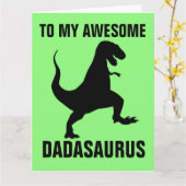 父の日の面白い恐竜の大きなカード カード (黄色い花)