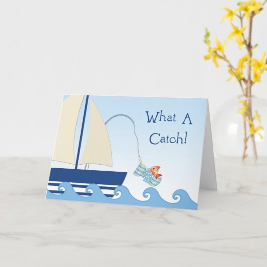 父の日の魚釣り カード (黄色い花)