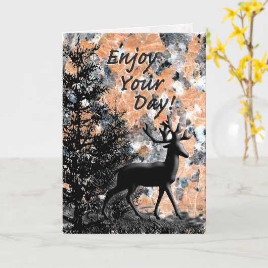 父の日の鹿 カード (黄色い花)