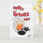 父の日の黒猫 カード (黄色い花)