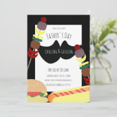 父の日の BBQ ピクニック くつろぎ 焼肉 黒 招待状 (スタンド正面)