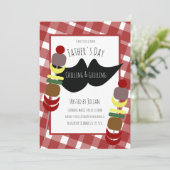 父の日のBBQピクニック　くつろぎながら焼肉 招待状 (スタンド正面)