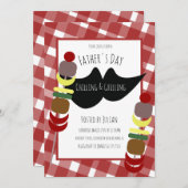 父の日のBBQピクニック　くつろぎながら焼肉 招待状 (正面/裏面)