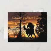 父の日はがきワイルドホースサンセットカード ポストカード (正面/裏面)