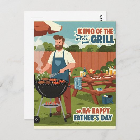 父の日はがき用の裏庭のバーベキュー ポストカード (正面/裏面)
