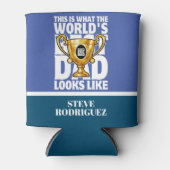 父の日ま最高のたは誕生日のための世界のパパギフト 缶クーラー (正面)