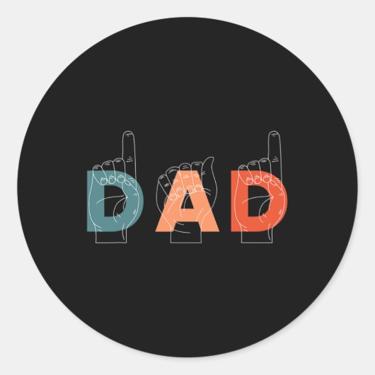 父の日ろう者の手話 ラウンドシール (正面)