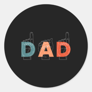 父の日ろう者の手話 ラウンドシール