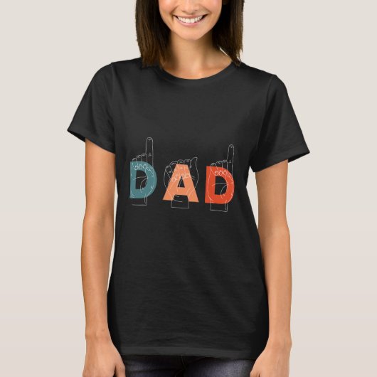 父の日ろう者の手話 Tシャツ (正面)