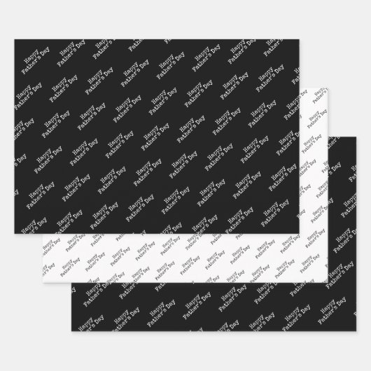 「父の日を幸せに」黒白 ラッピングペーパーシート (セット)