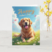 父の日を祝う犬のシーンカード カード (黄色い花)
