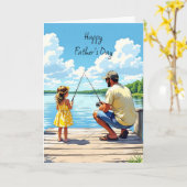 父の日を祝う | 娘とパパ魚釣り カード (黄色い花)