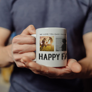 父の日を祝う  白黒4フォトグリッド コーヒーマグカップ