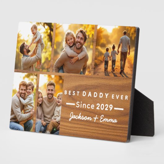 父の日ウッド5フォトコラージュ最高のダディーエバー フォトプラーク (側面)