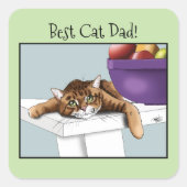 父の日オレンジタビー猫 スクエアシール (正面)