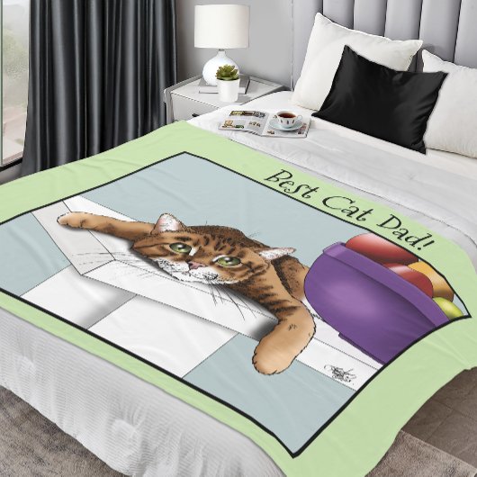 父の日オレンジタビー猫 フリースブランケット