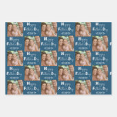 父の日カスタムの写真ブルーグレーセット3 ラッピングペーパーシート (正面2)