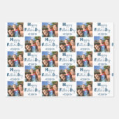 父の日カスタムの写真ブルーグレーセット3 ラッピングペーパーシート (正面)