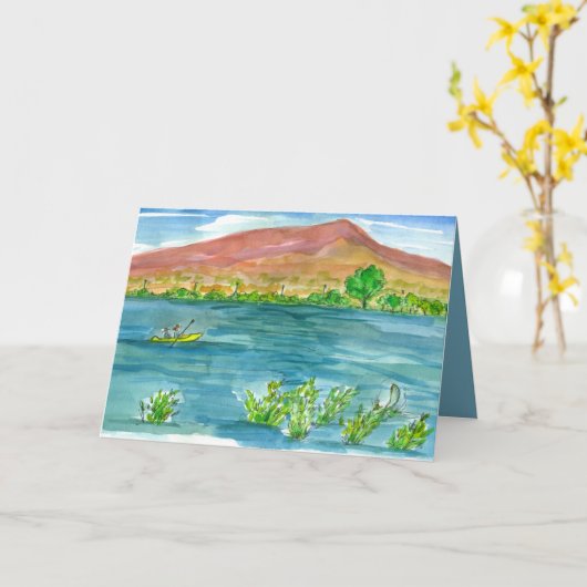 父の日カヤックマウンテンレイクアドベンチャー カード (黄色い花)