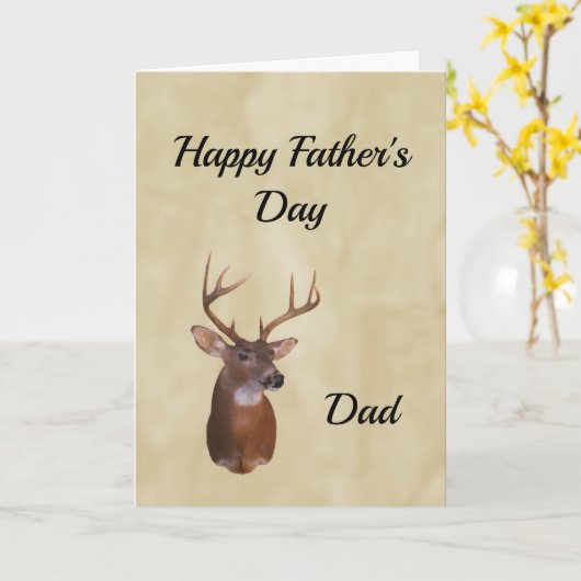 父の日カード8点の木びき台のシカの自然 カード (黄色い花)