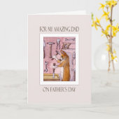 父の日カード、パパ、彼の研修会のコーギー犬 カード (黄色い花)