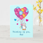 父の日カード: 気球、ハートおよびペンギン カード (黄色い花)