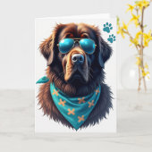 父の日カード:犬のパイロット カード (黄色い花)