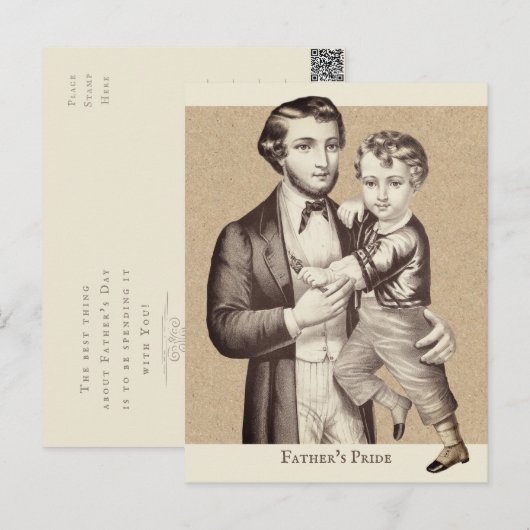 父の日キュストヴィンテージ父と息子CC1128 ポストカード (正面/裏面)