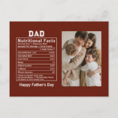 父の日ギフトに最適なパーソナライズド Dad Nutritional Facts  ポストカード (正面)