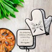 父の日ギフトカスタムBBQモノグラム 鍋つかみ&鍋敷きセット